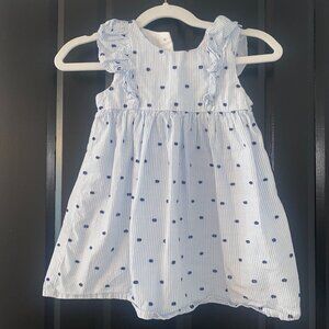 H&M Baby Girl Blue Polka Dot Dress 12M Ruffle Cotton Summer Dress
